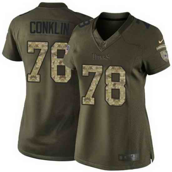 Nike Titans #78 Jack Conklin Green Womens Stitched NFL Limited Salute to Service Jersey
